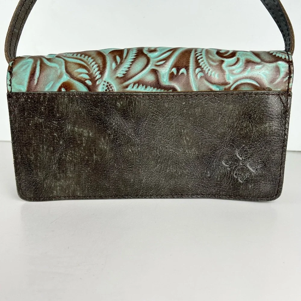 Patricia Nash Balloi Tooled Turquoise Floral Leather Crossbody Bag